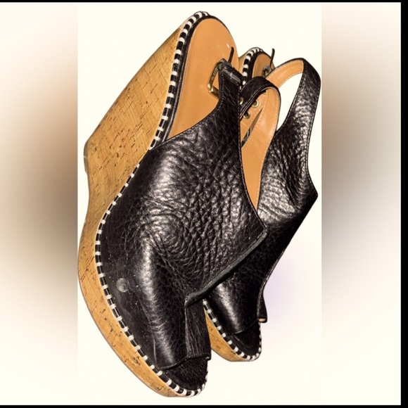 Dolce Vita Prema Platform Peep Toe Wedges Black Leather Size 9 - Picture 16 of 16